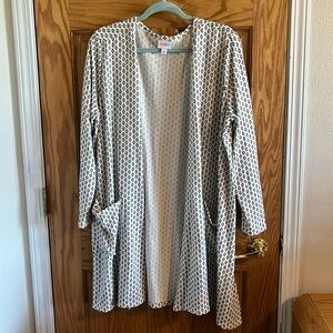Lularoe Caroline XL cardigan white with black diamonds